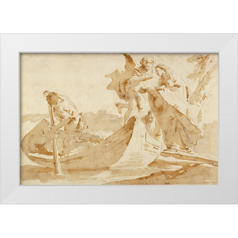 Flight into Egypt (recto); Various Studies (verso) White Modern Wood Framed Art Print by Tiepolo, Giovanni Battista