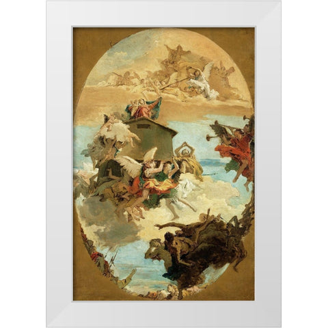 The Miracle of the Holy House of Loreto White Modern Wood Framed Art Print by Tiepolo, Giovanni Battista