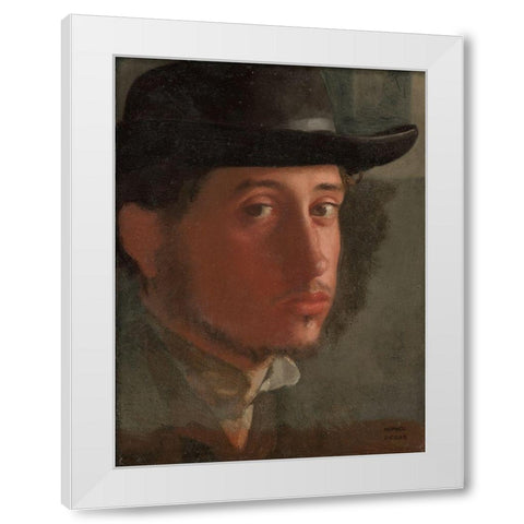 Self-portrait White Modern Wood Framed Art Print by Degas, Edgar
