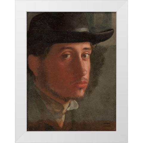 Self-portrait White Modern Wood Framed Art Print by Degas, Edgar