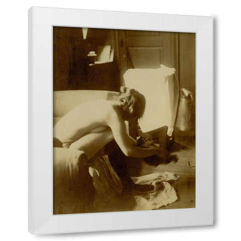 Seated Nude White Modern Wood Framed Art Print by Degas, Edgar