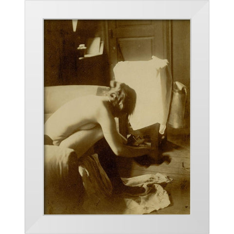 Seated Nude White Modern Wood Framed Art Print by Degas, Edgar
