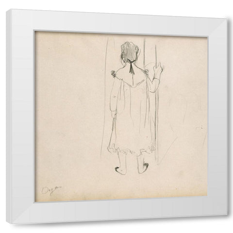 Brothel Scene White Modern Wood Framed Art Print by Degas, Edgar