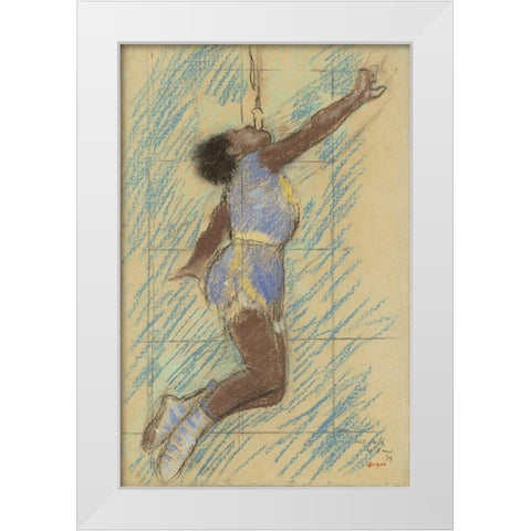 Miss Lala at the Fernando Circus White Modern Wood Framed Art Print by Degas, Edgar