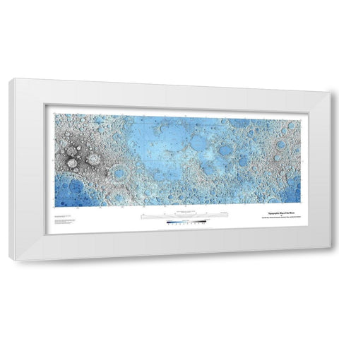 Decorative Topographic Map of the Moon, Projection White Modern Wood Framed Art Print by United States Geological Survey