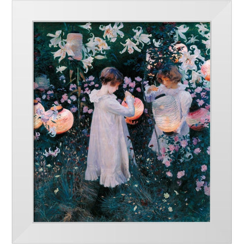 Carnation, Lily, Lily, Rose, 1885 White Modern Wood Framed Art Print by Sargent, John Singer