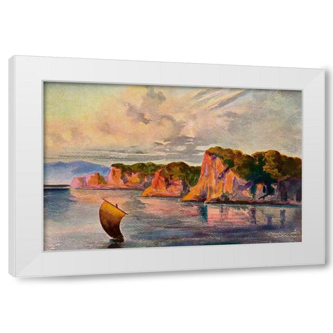 Die Roten Lampen vom Ceylon Ratu Pana, Laterit-Felsen bei Belligemma White Modern Wood Framed Art Print by Haeckel, Ernst