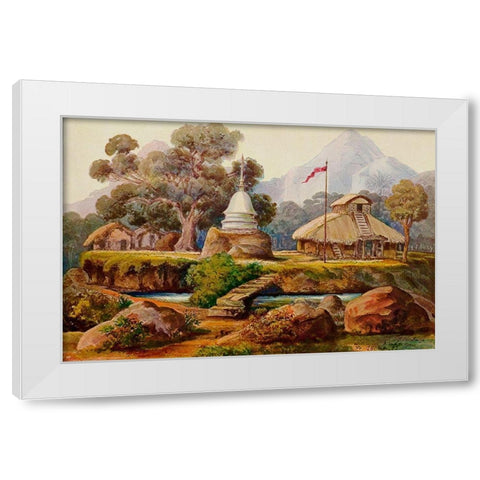 Buddha-Tempel bei Billahus-Oya Ceylon White Modern Wood Framed Art Print by Haeckel, Ernst