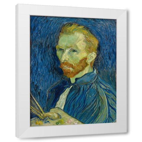 Self-Portrait, 1889 White Modern Wood Framed Art Print by van Gogh, Vincent