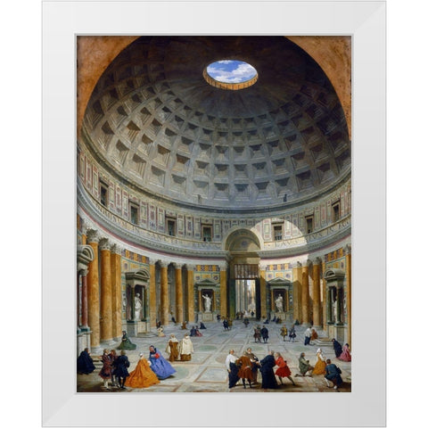 Interior of the Pantheon, Rome, c. 1734 White Modern Wood Framed Art Print by Panini, Giovanni Paolo