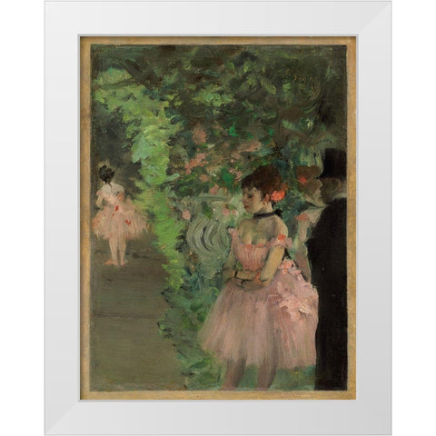Dancers Backstage, 1876/1883 White Modern Wood Framed Art Print by Degas, Edgar