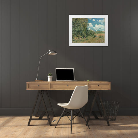 The Road from Versailles to Saint-Germain White Modern Wood Framed Art Print by Sisley, Alfred