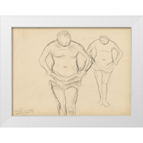 Copies of Cezannes Bathers White Modern Wood Framed Art Print by Degas, Edgar