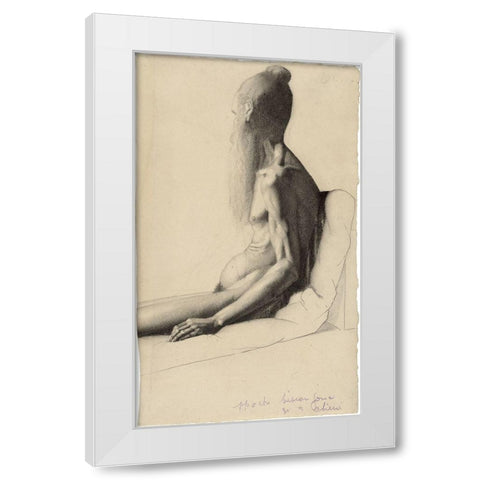 An Indian Man White Modern Wood Framed Art Print by Seurat, Georges