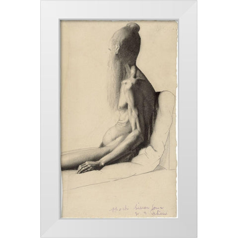 An Indian Man White Modern Wood Framed Art Print by Seurat, Georges