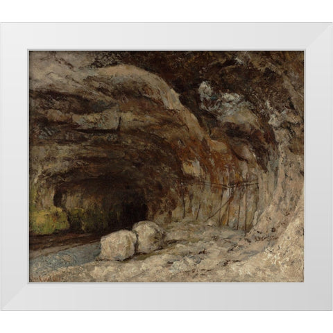 Grotto of Sarrazine near Nans-sous-Sainte-Anne White Modern Wood Framed Art Print by Courbet, Gustave