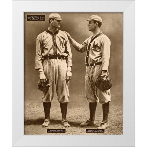 Walter Johnson And Charles E. Street, Washington American League, 1880 White Modern Wood Framed Art Print by Leopold Morse Goulston Baseball Collection