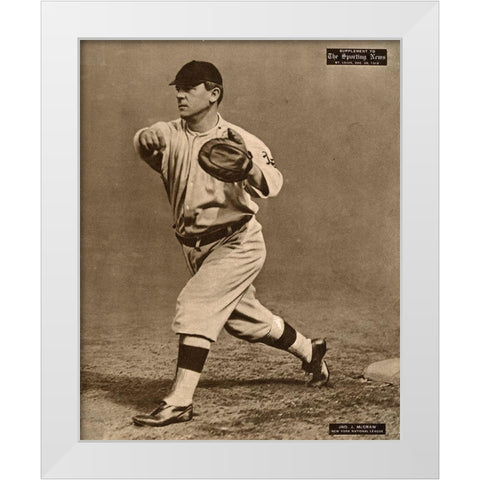 John J. Mcgraw, New York National League, 1880 White Modern Wood Framed Art Print by Leopold Morse Goulston Baseball Collection