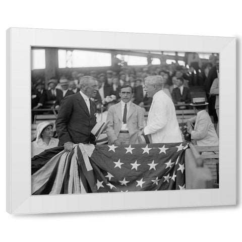 President Woodrow Wilson at a Baseball Game White Modern Wood Framed Art Print by Harris and Ewing Collection (Library of Congress)