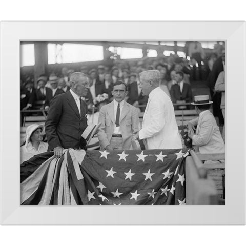 President Woodrow Wilson at a Baseball Game White Modern Wood Framed Art Print by Harris and Ewing Collection (Library of Congress)