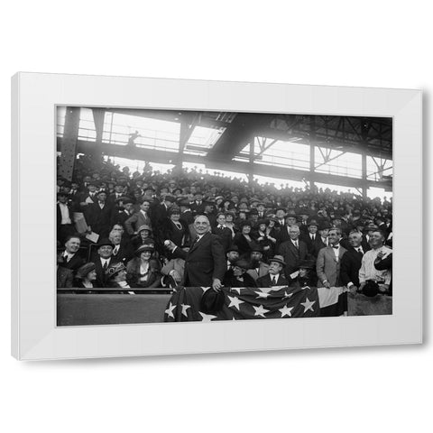 President Harding at Baseball Game, Washington White Modern Wood Framed Art Print by Harris and Ewing Collection (Library of Congress)