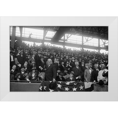 President Harding at Baseball Game, Washington White Modern Wood Framed Art Print by Harris and Ewing Collection (Library of Congress)