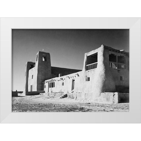 Church, Acoma Pueblo, New Mexico - National Parks and Monuments, ca. 1933-1942 White Modern Wood Framed Art Print by Adams, Ansel