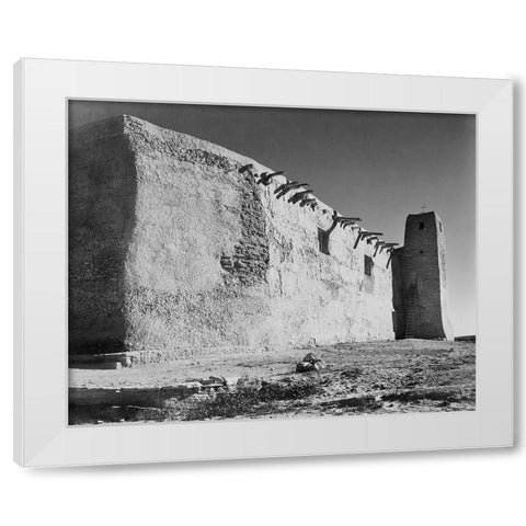 Church Side Wall and Tower, Acoma Pueblo, New Mexico - National Parks and Monuments, ca. 1933-1942 White Modern Wood Framed Art Print by Adams, Ansel