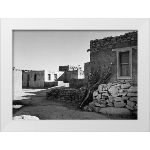 Street and Houses - Acoma Pueblo, New Mexico - National Parks and Monuments, ca. 1933-1942 White Modern Wood Framed Art Print by Adams, Ansel