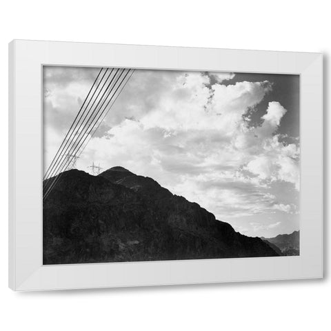 Looking Toward Sugarloaf Mountain With Boulder Dam Transmission Lines - National Parks and Monuments White Modern Wood Framed Art Print by Adams, Ansel