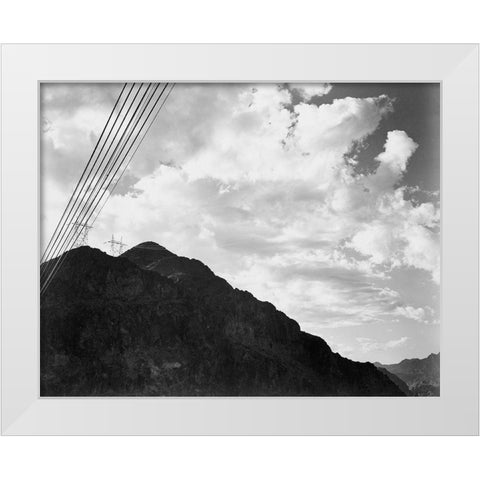Looking Toward Sugarloaf Mountain With Boulder Dam Transmission Lines - National Parks and Monuments White Modern Wood Framed Art Print by Adams, Ansel