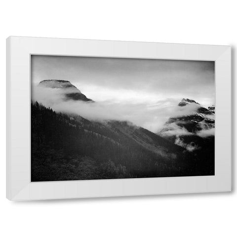 Veiled Mountains, Glacier National Park, Montana - National Parks and Monuments, 1941 White Modern Wood Framed Art Print by Adams, Ansel
