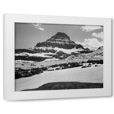 View from Logan Pass, Glacier National Park, Montana - National Parks and Monuments, 1941 White Modern Wood Framed Art Print by Adams, Ansel