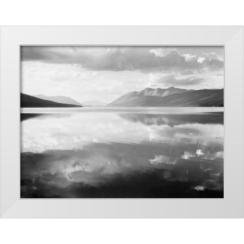 McDonald Lake, Glacier National Park, Montana - National Parks and Monuments, 1941 White Modern Wood Framed Art Print by Adams, Ansel