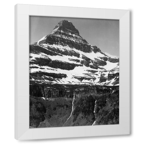 Snow Covered Mountain Glacier National Park, Montana - National Parks and Monuments, 1941 White Modern Wood Framed Art Print by Adams, Ansel