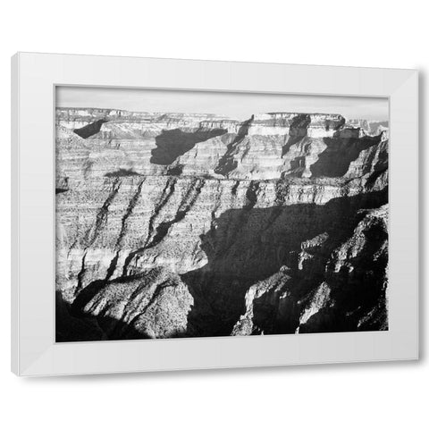 Grand Canyon from North Rim - National Parks and Monuments, 1940 White Modern Wood Framed Art Print by Adams, Ansel