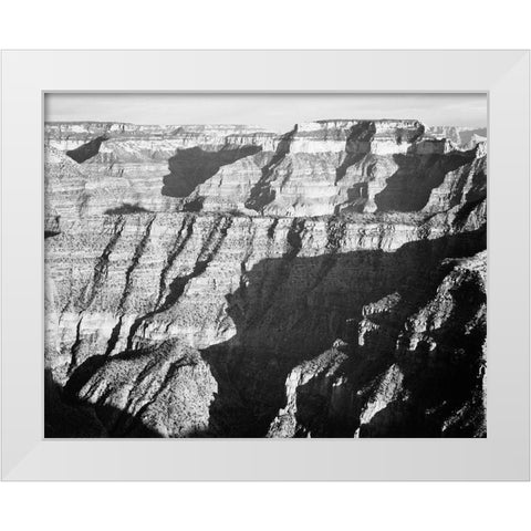 Grand Canyon from North Rim - National Parks and Monuments, 1940 White Modern Wood Framed Art Print by Adams, Ansel