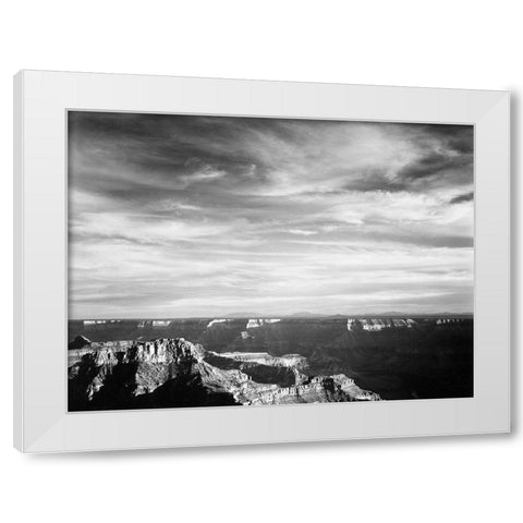 Grand Canyon from North Rim - National Parks and Monuments, 1940 White Modern Wood Framed Art Print by Adams, Ansel
