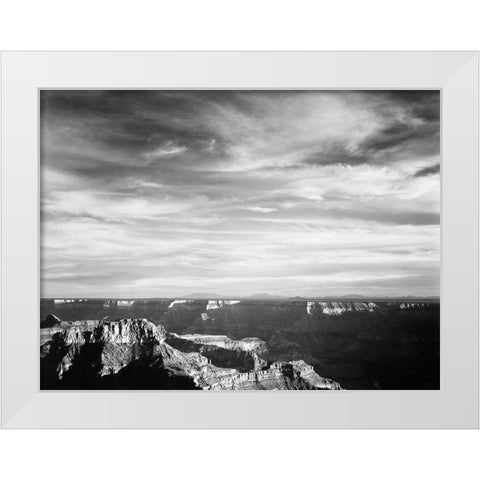 Grand Canyon from North Rim - National Parks and Monuments, 1940 White Modern Wood Framed Art Print by Adams, Ansel