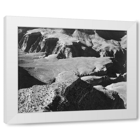 View from Yava Point, Grand Canyon National Park, Arizona - National Parks and Monuments, 1940 White Modern Wood Framed Art Print by Adams, Ansel