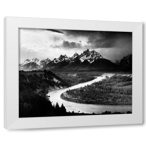 The Tetons - Snake River, Grand Teton National Park, Wyoming , 1941 White Modern Wood Framed Art Print by Adams, Ansel