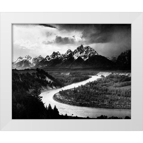 The Tetons - Snake River, Grand Teton National Park, Wyoming , 1941 White Modern Wood Framed Art Print by Adams, Ansel