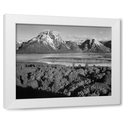 View toward Mount Moran, Grand Teton National Park, Wyoming, 1941 White Modern Wood Framed Art Print by Adams, Ansel