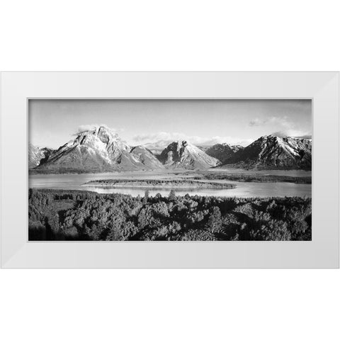 Mt. Moran and Jackson Lake from Signal Hill, Grand Teton National Park, Wyoming, 1941 White Modern Wood Framed Art Print by Adams, Ansel
