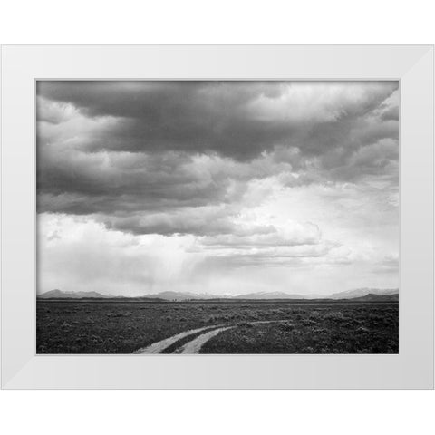 Roadway near Grand Teton National Park, Wyoming, 1941 White Modern Wood Framed Art Print by Adams, Ansel