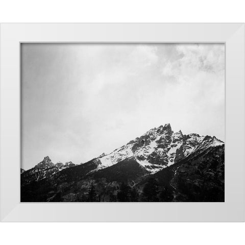Snow covered peak in Grand Teton National Park, Wyoming, 1941 White Modern Wood Framed Art Print by Adams, Ansel
