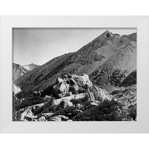 Peak near Rac Lake, Kings River Canyon, proposed as a national park, California, 1936 White Modern Wood Framed Art Print by Adams, Ansel