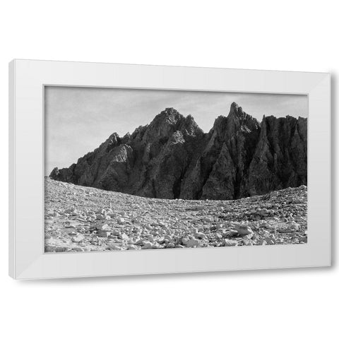 Bishop Pass, Kings River Canyon, proposed as a national park, California, 1936 White Modern Wood Framed Art Print by Adams, Ansel
