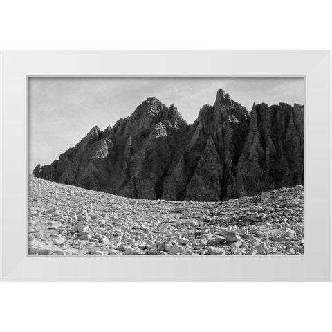 Bishop Pass, Kings River Canyon, proposed as a national park, California, 1936 White Modern Wood Framed Art Print by Adams, Ansel