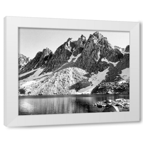 Kearsarge Pinnacles, Kings River Canyon, proposed as a national park, California, 1936 White Modern Wood Framed Art Print by Adams, Ansel